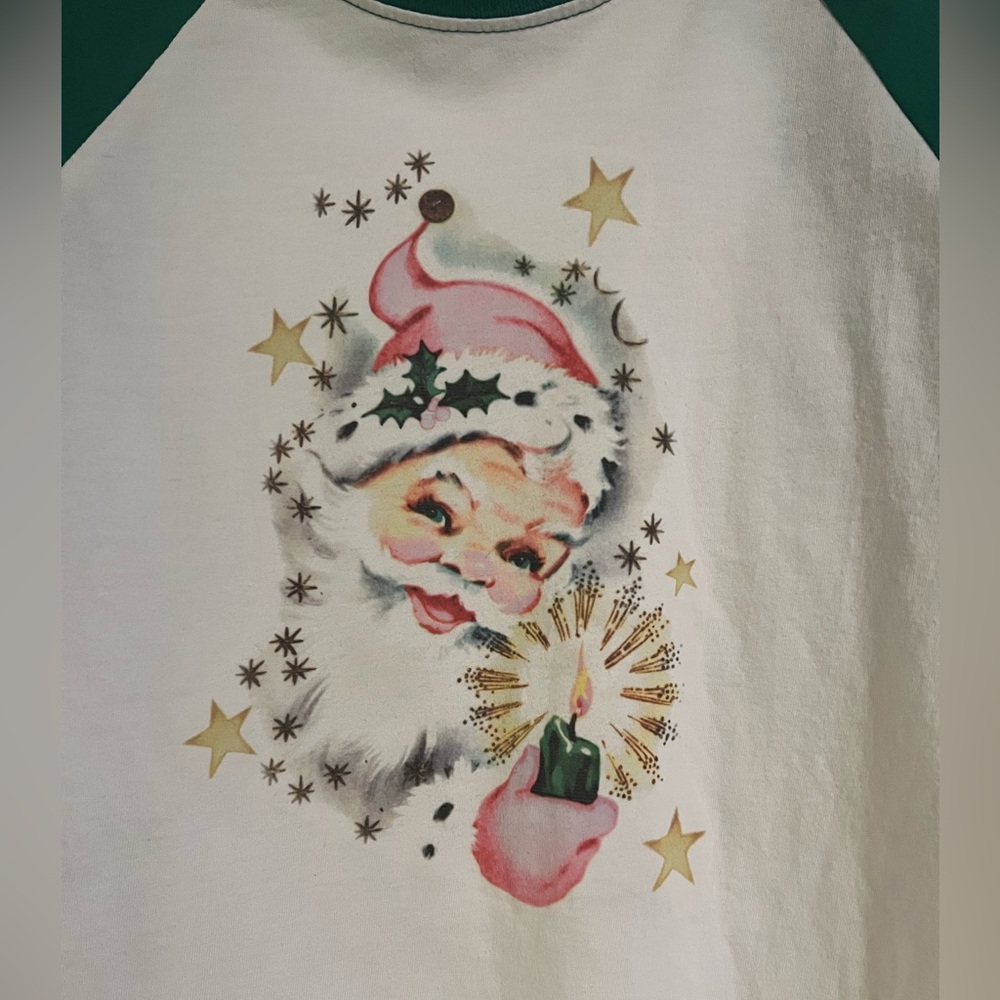 Vintage Santa 3/4 Sleeve Tee Youth Size M - Picture 2 of 6